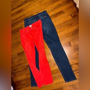 J. Crew Women's Vibrant Red Skinny Jeans and Joe's Blue Denim Skinny Jeans